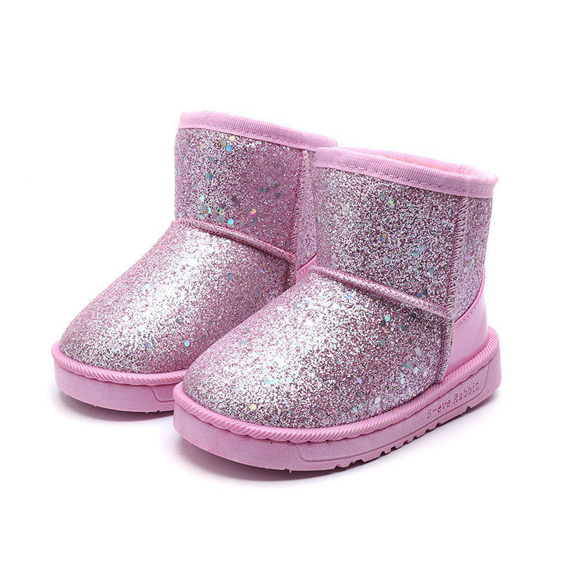 Children's Snow Boots in Sequins Young kids Winter Shoes +