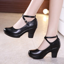 Load image into Gallery viewer, Outdoor Dance Shoes Thick-Heeled High-Heeled Mid-Heel Square Model Cheongsam Catwalk Shoes Women Chunky Heel Pumps +

