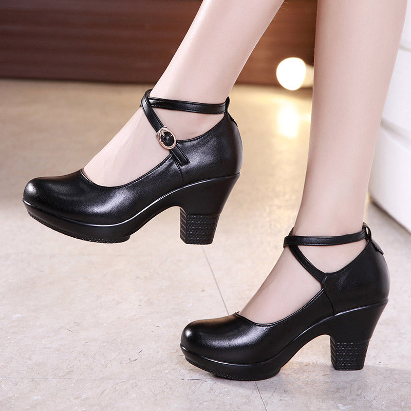 Outdoor Dance Shoes Thick-Heeled High-Heeled Mid-Heel Square Model Cheongsam Catwalk Shoes Women Chunky Heel Pumps +