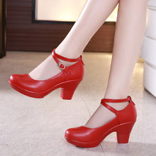 Load image into Gallery viewer, Outdoor Dance Shoes Thick-Heeled High-Heeled Mid-Heel Square Model Cheongsam Catwalk Shoes Women Chunky Heel Pumps +
