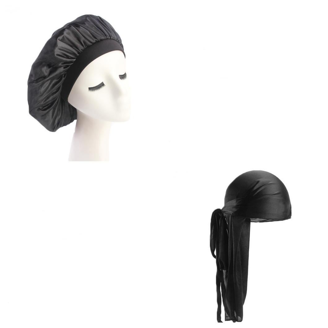 Durag & Bonnet Sleeping  Set Women Hair Cap +