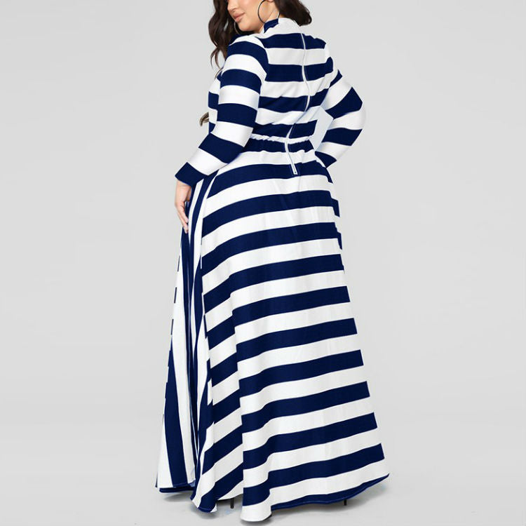 Loose Women's Dress Plus Size Striped Woman's Dress +