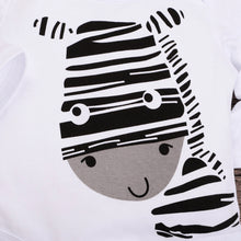 Load image into Gallery viewer, Baby Long Sleeve Cartoon Zebra Print Romper Set +
