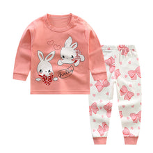 Load image into Gallery viewer, Children&#39;s Underwear Set Long-sleeved Color Matching Cotton Round Neck Shoulder Buckle +
