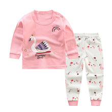 Load image into Gallery viewer, Children&#39;s Underwear Set Long-sleeved Color Matching Cotton Round Neck Shoulder Buckle +
