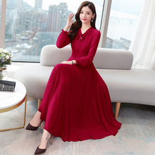 Load image into Gallery viewer, Classy Elegant Women&#39;s Dress - Long Sleeve Chiffon Solid Color Dress +
