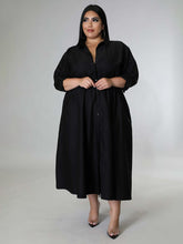 Load image into Gallery viewer, New Plus Size Women&#39;s Solid Color Long-Sleeved Shirt Dress +
